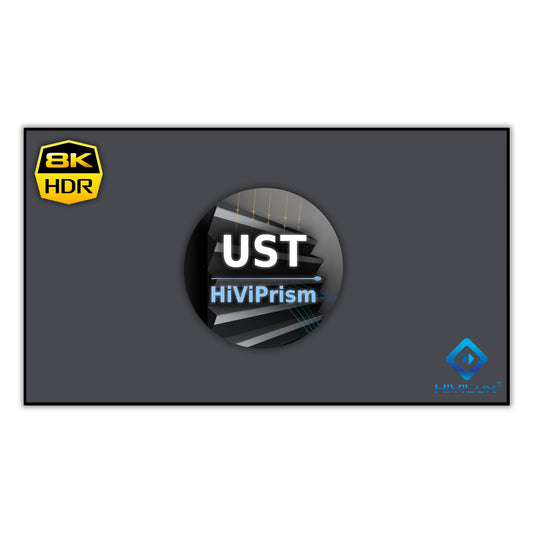 HiViLux® 16:9 Tension Motorized Projection Screen – Grey HiViGrey Cinema 0.8 – Black/White Housing