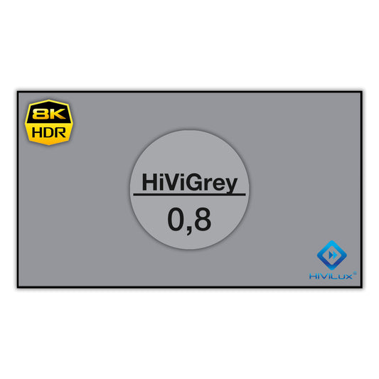 HiViLux® 16:9 Tension Motorized Projection Screen – Grey HiViGrey Cinema 0.8 – Black/White Housing